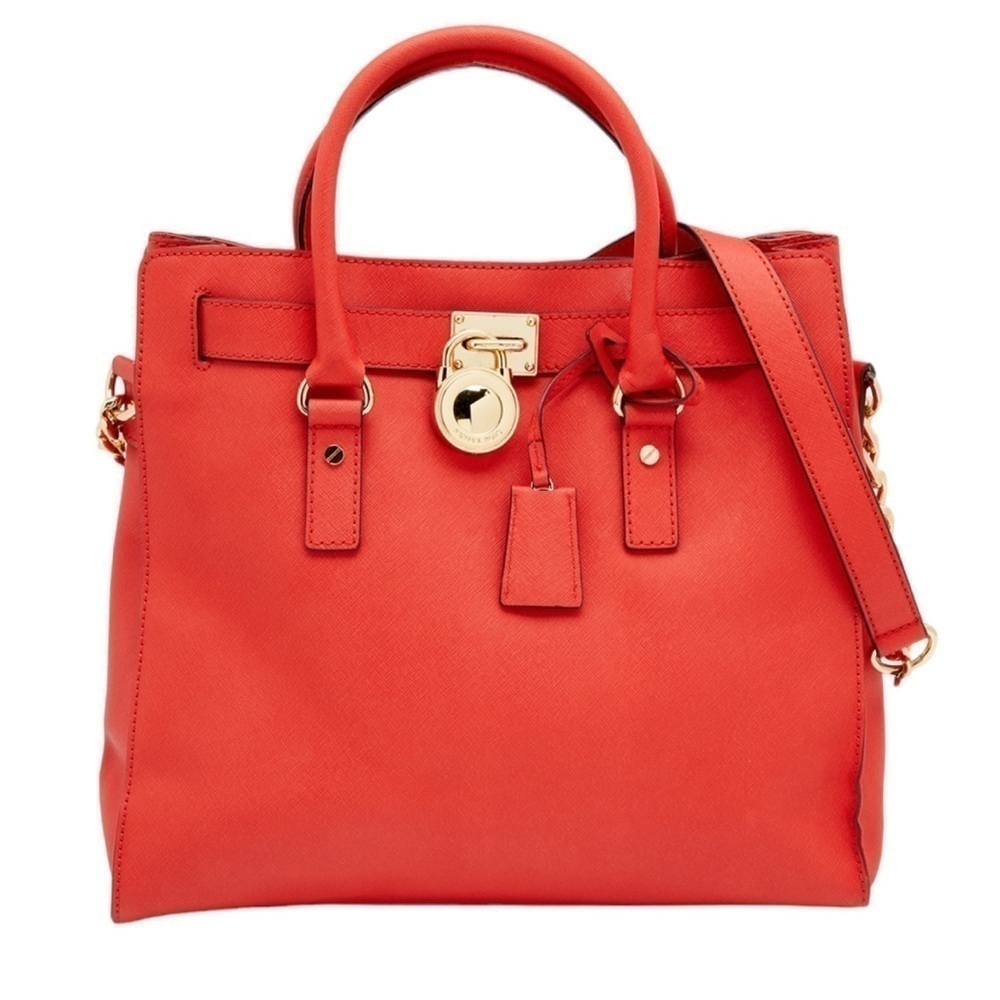 8- MICHAEL MICHAEL KORS Red Leather Hamilton Tote